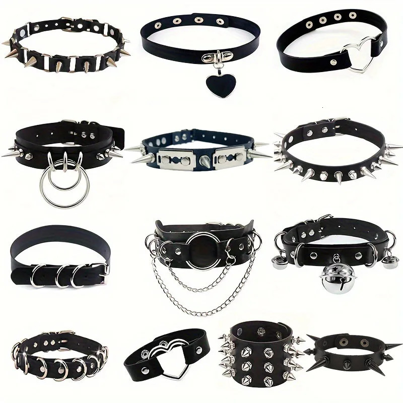 Punk Gothic Style PU Leather Faux Jewelry Collar Bracelet Bangle BraceletMale Female Lover Necklace Holiday Party Costume 251023