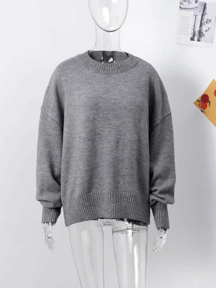 Fashion Solid Round Collar Sweater For Women 2024 Autumn Winter Classical Knitted Pullover Long Sleeve Lady Simple Basic JumperT251025