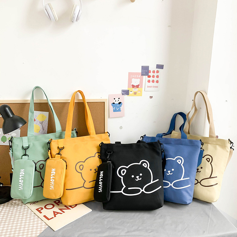 New designer student bag cartoon children's canvas bag tutoring elementary school canvas bag crossbody bag hand-held shoulder bag