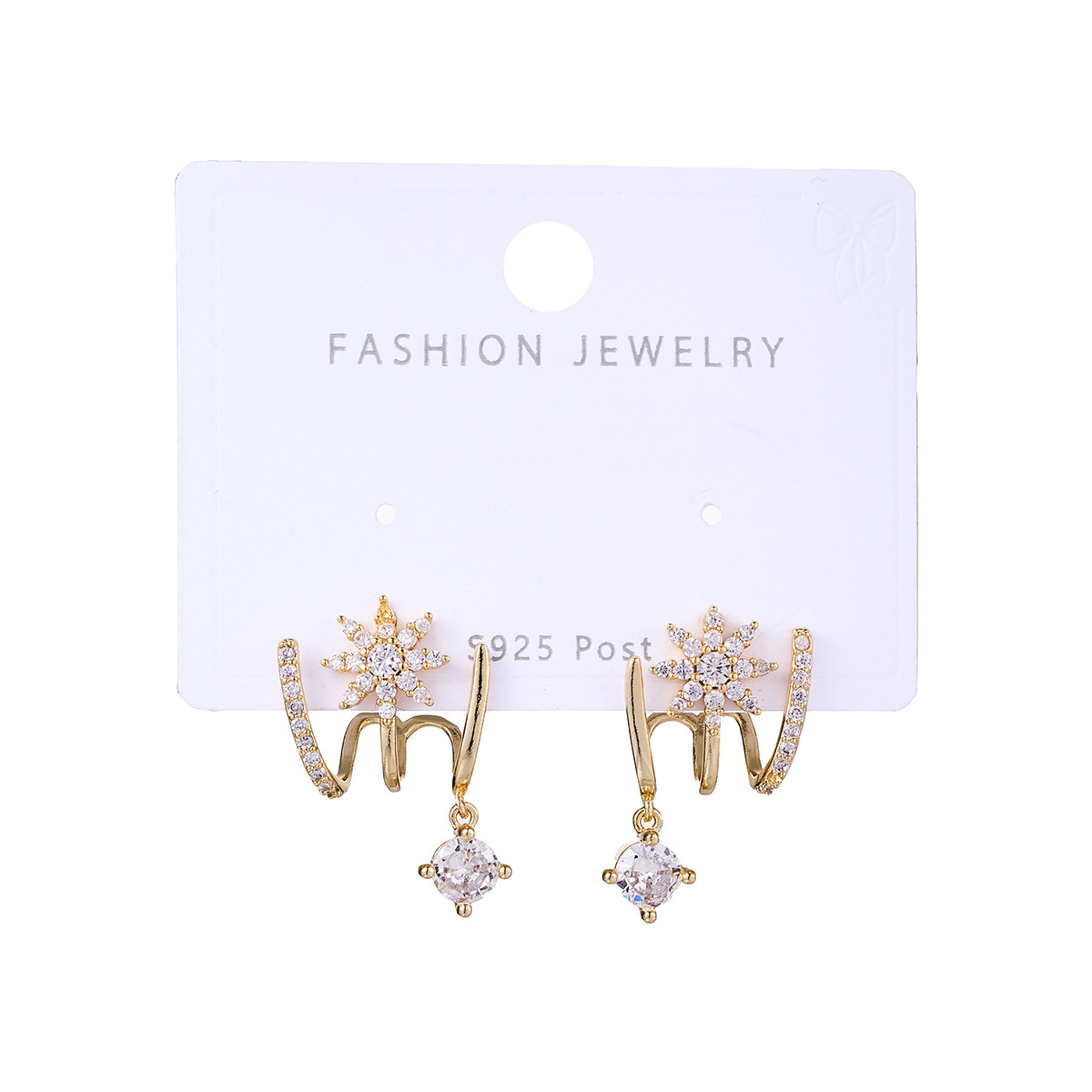 Luxury earrings Gold earrings S925 pure silver zircon compass octagonal star tassel earrings personalized high-end pendant earrings free shipping