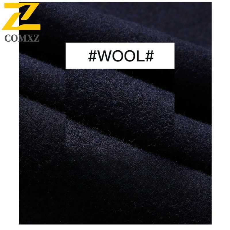 COMXZ Mens Wool Overcoat Winter Luxury Outdoor Office Thickened Coat Casual Daily Wear Windproof Fashionable Trench OuterwearT251025