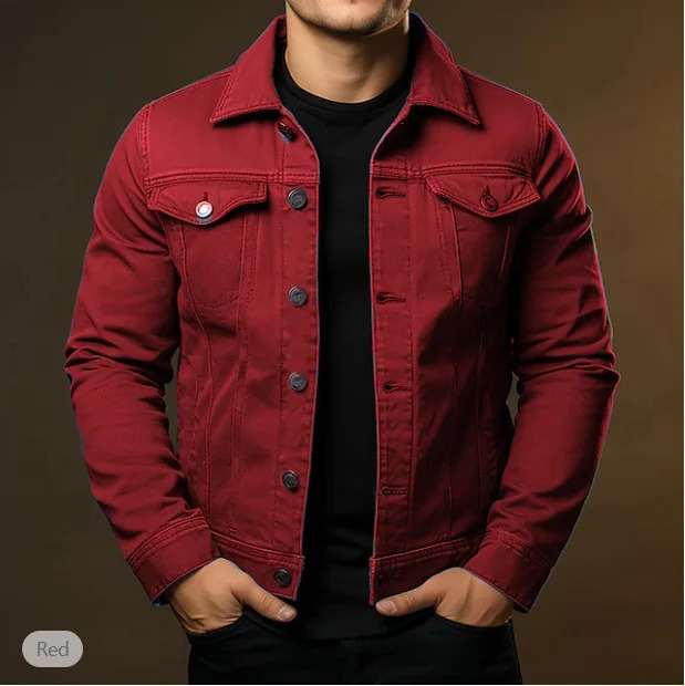 Fashion Casual Spring Autumn Turn Down Collar Outwear Cotton Jeans Jacket for Men Black Denim 251017