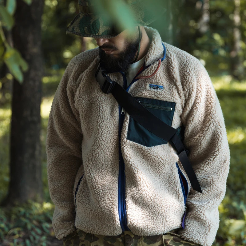 Bronson Classic Mens Retro Fleece Jacket Vintage Style Warm Mid Layer Sherpa Liner 251023