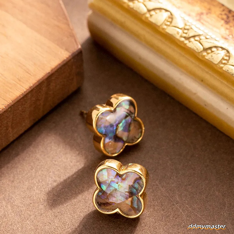 Abalone Shell Clover For Women - Natural Style Fashionable Sier Needle Dangle Earrings Ddmymaster