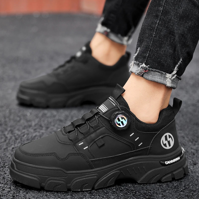 Mens boots autumn and winter rotating shoelaces fashion casual boots youth outdoor boots anti slip soft sole workwear boots 251023