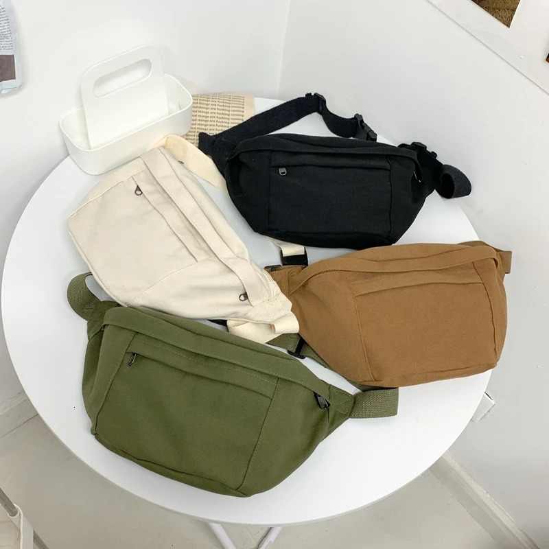Street style Waist Bag Woman Canvas Fanny pack Phone Pack Large capacity Crossbody Chest Bags Unisex Hip hop Belt Bag Waist pack 251023