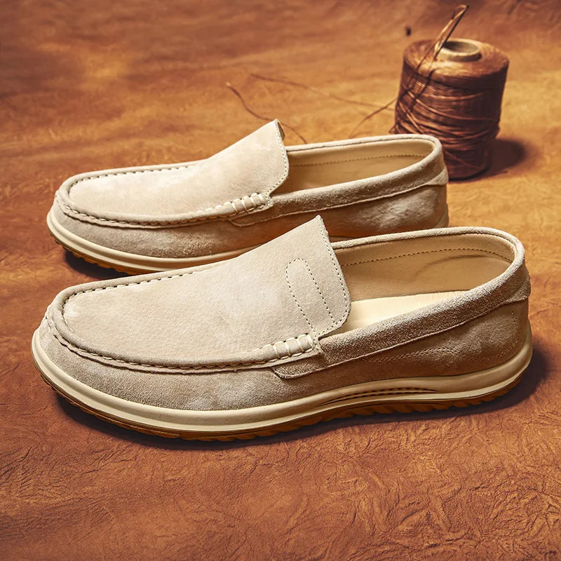 Mens Suede Casual Leather Shoes Fashionable Breathable Comfortable Driving Shoes Men Shoes 251023