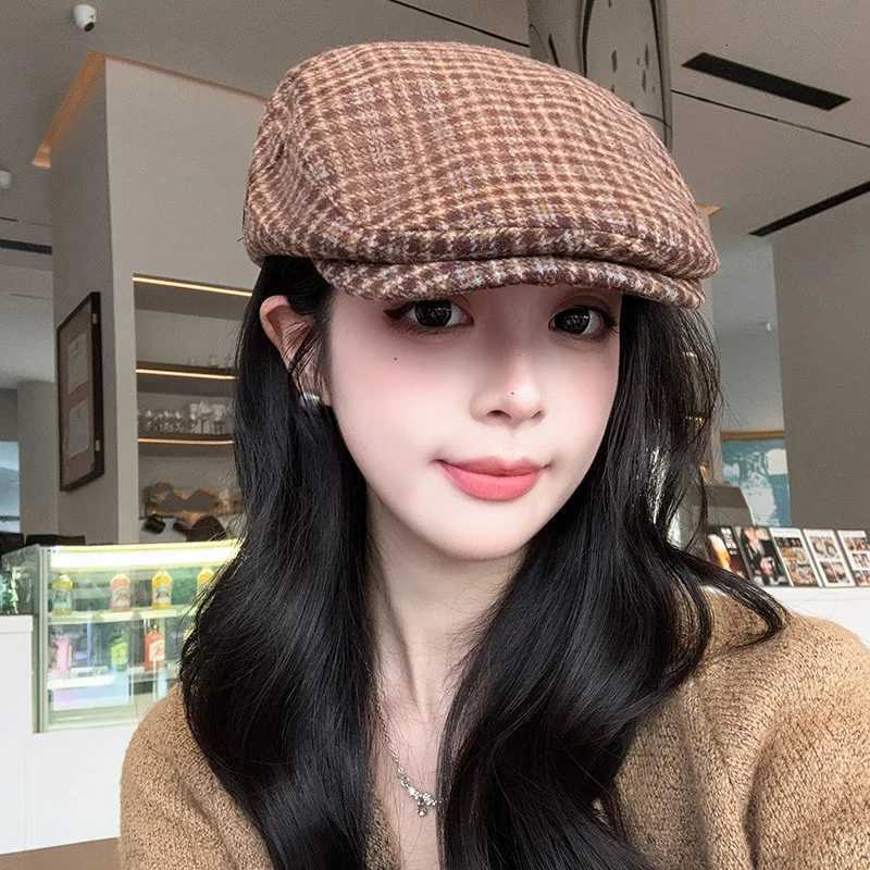 Retro Hat New Plaid Hats Wen Berets Spring Autumn Winter Newsboy C Wen Vintage Flat Ivy Hats Golf Driving C Casquette Y251025