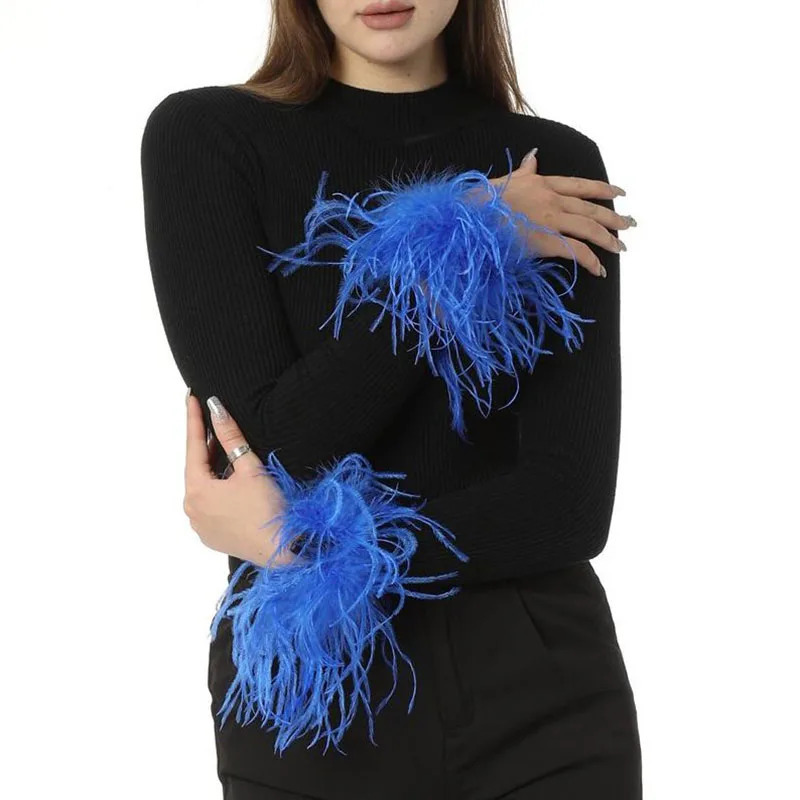 Ostrich Feather Cuffs Bracelet Wrist Arm Sleeve Party Wedding Bride Concert Elegant Furry Fluffy Bangle 1 Pair 251023