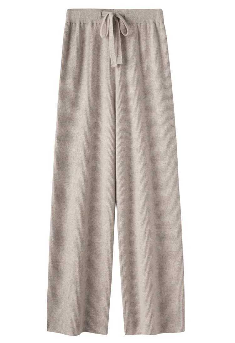 Cashmere Knitted Wideleg Pants Womens Autumn Glutinous Rice High Waist Drape Straight Casual Mopping Towel Pants ThickenedT251025
