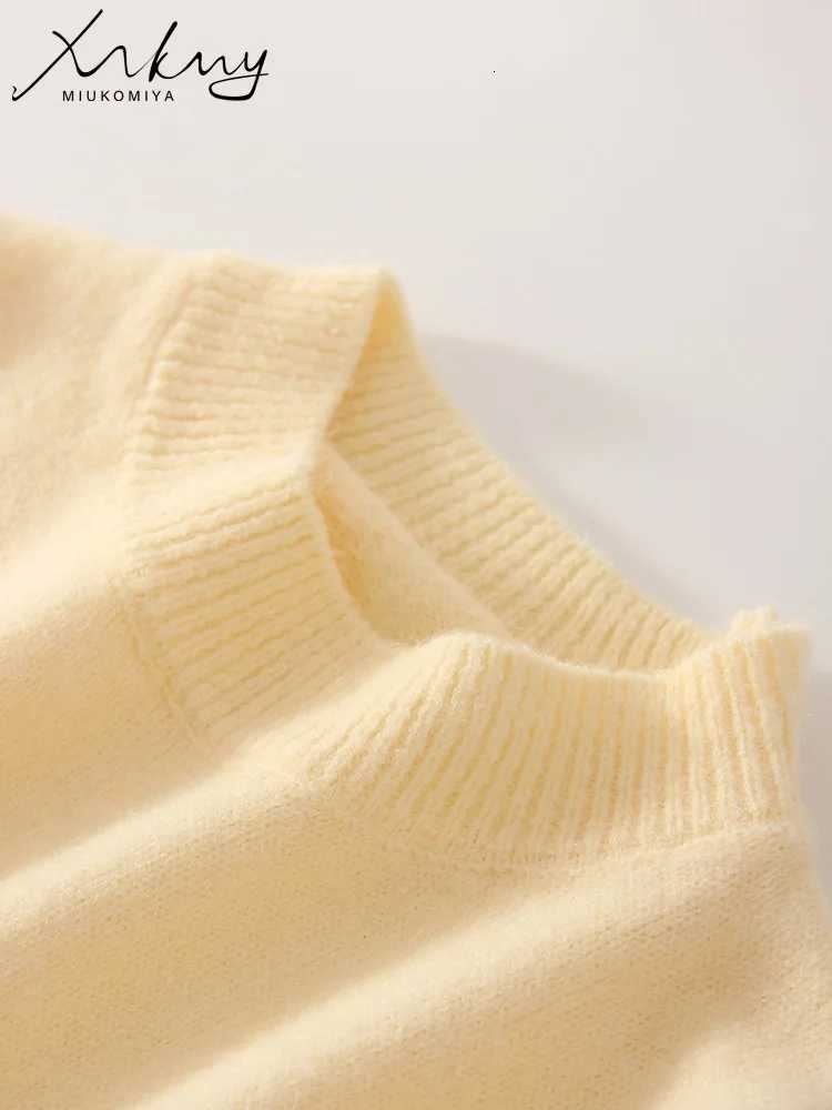 MiuKoMiYa Winter Sweater Women Yellow Warm O Neck Knitted Pullovers Loose Outwear Autumn Jumpers Women Vintage Sweaters PinkT251025