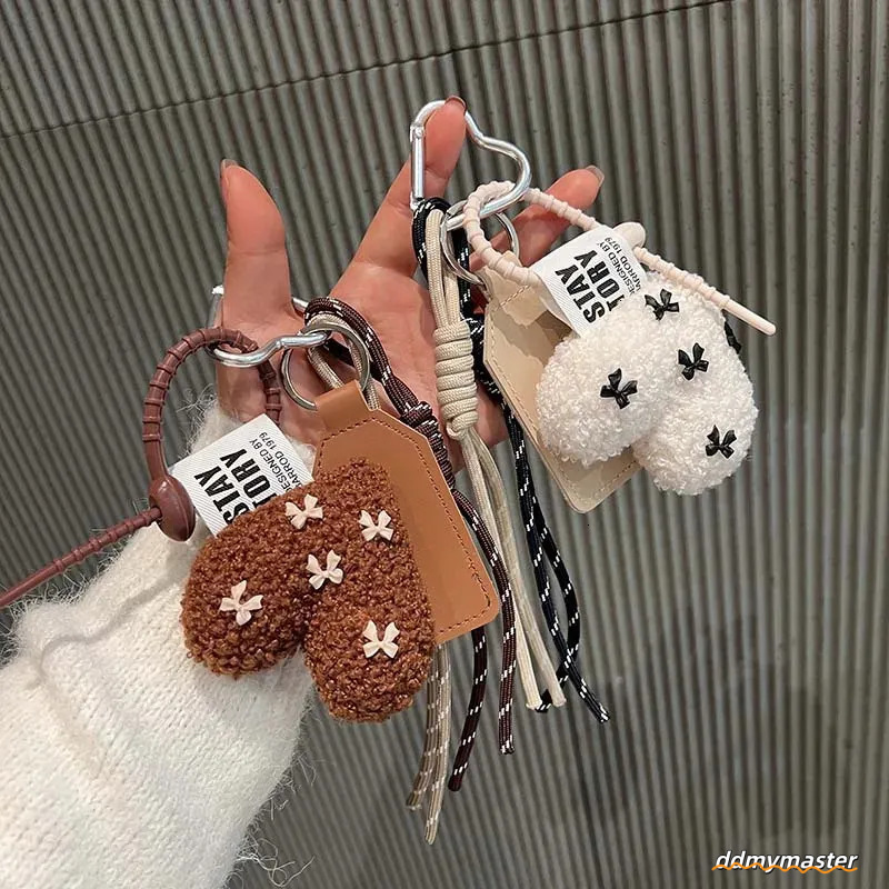 Cartoon Plush Bow Love Keychains For Women Y2k Bag Pendant Couple Car Key Chains Jewelry Gift Decoration Accessories 250430 Ddmymaster