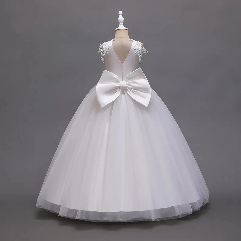 Teen Girls 614 Years Long Dress Bridesmaid Kids Dresses Children Princess Party Wedding Prom Gown Formal Occasion Bow Dresses 251023