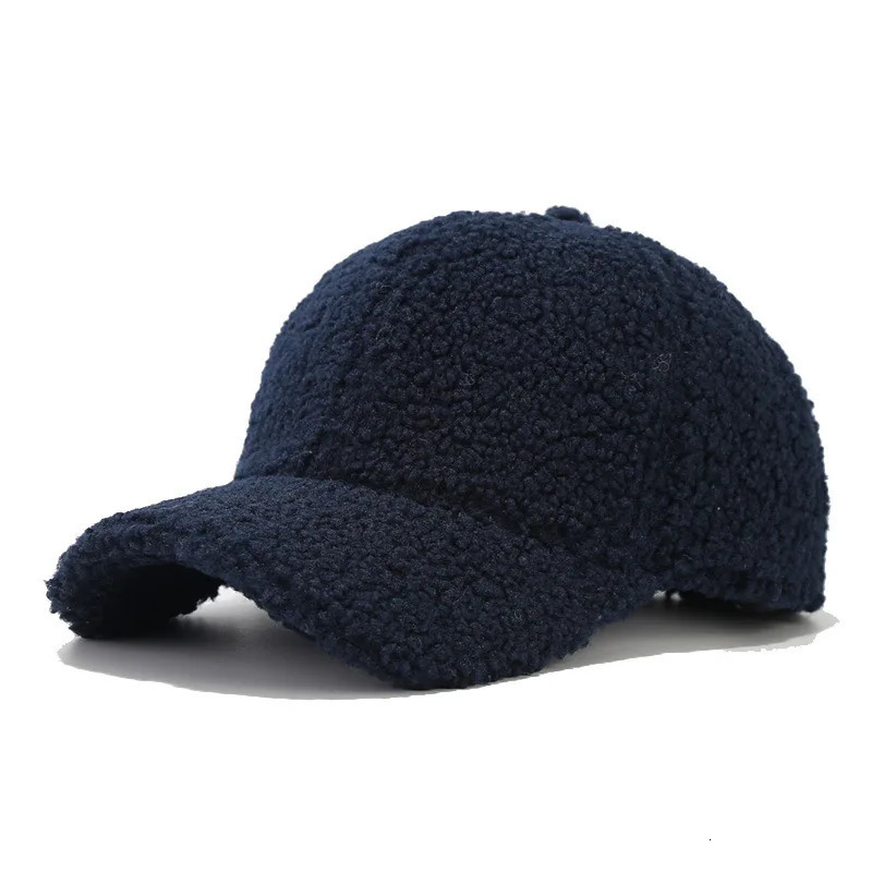 Korean Womens Fashion Autumn and Winter Solid Color Lamb Wool Baseball Cap Warm Peaked Retro Curved Brim Sun Hats 251023