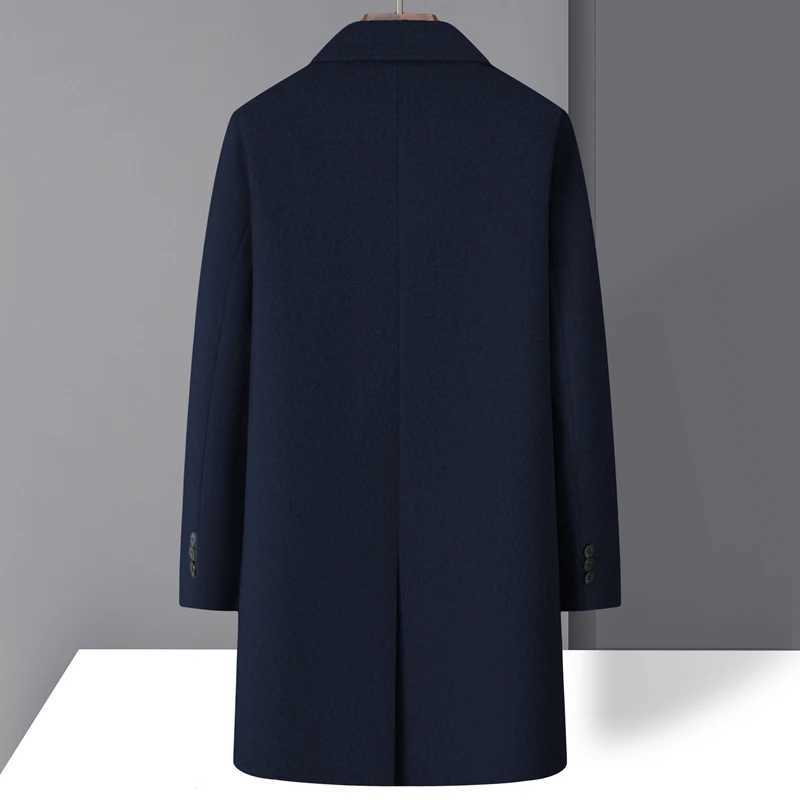 Highquality mens fashionable stylish and versatile solidcolor casual long woolen overcoat wool woolen overcoatT251025