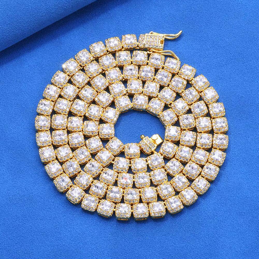 HipHop S925 Silver Moissanite Necklace HighEnd Rock Candy Chain Full Diamond Men Trendy CrossBorder