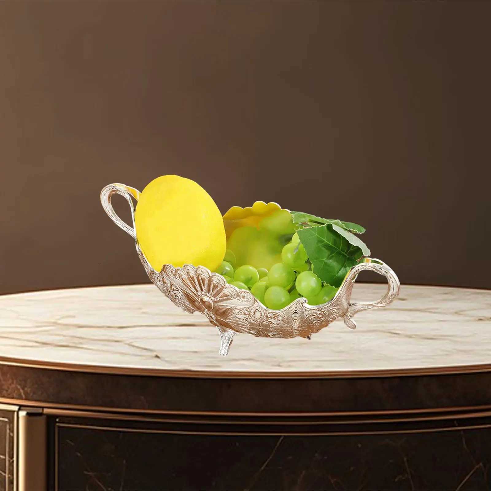 Footed Fruit Bowl Snacks Plate Double Ear Design Decorative Countertop Organizer Fruit Holder for Bar Wedding Holidays He Y251025