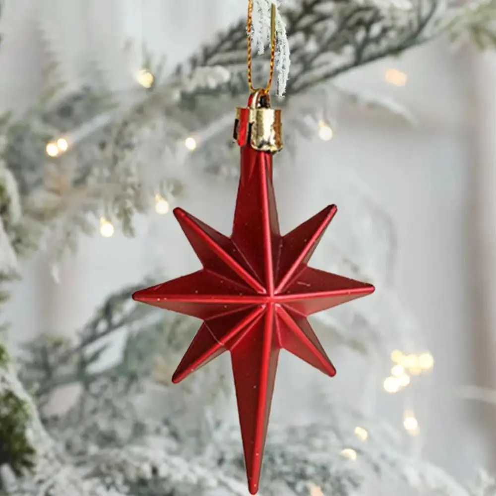 12pcs Plastic Christmas Hanging Ornaments Glittering Star Shaped Xmas Tree Pendant DIY Party Supplies Festival Decorations C251024