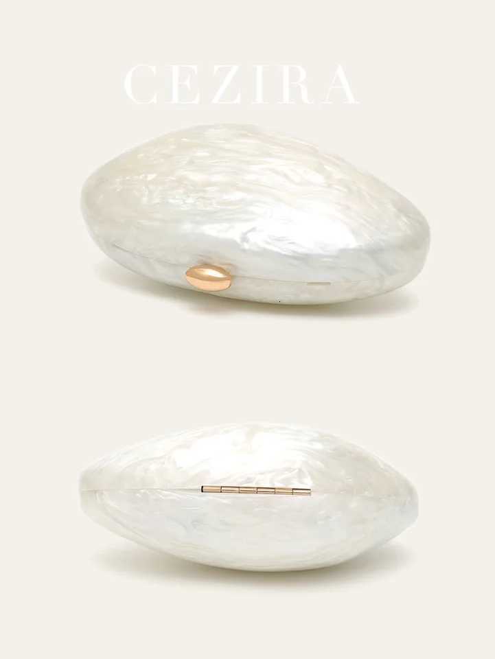 Fashion Womens Glamorous Elegant Novelty Shell Shaped Clutch Solid Color Acrylic Long Chain Evening Bag Party Dinner Banquet Z251024