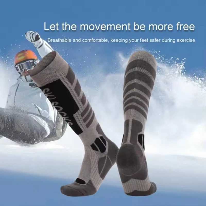 1 Pair Professional Wool Ski Socks Outdoor Sports Thickened Terry Keep Warm Knee High Long Skiing Snowboard Hiking Socks Y251024