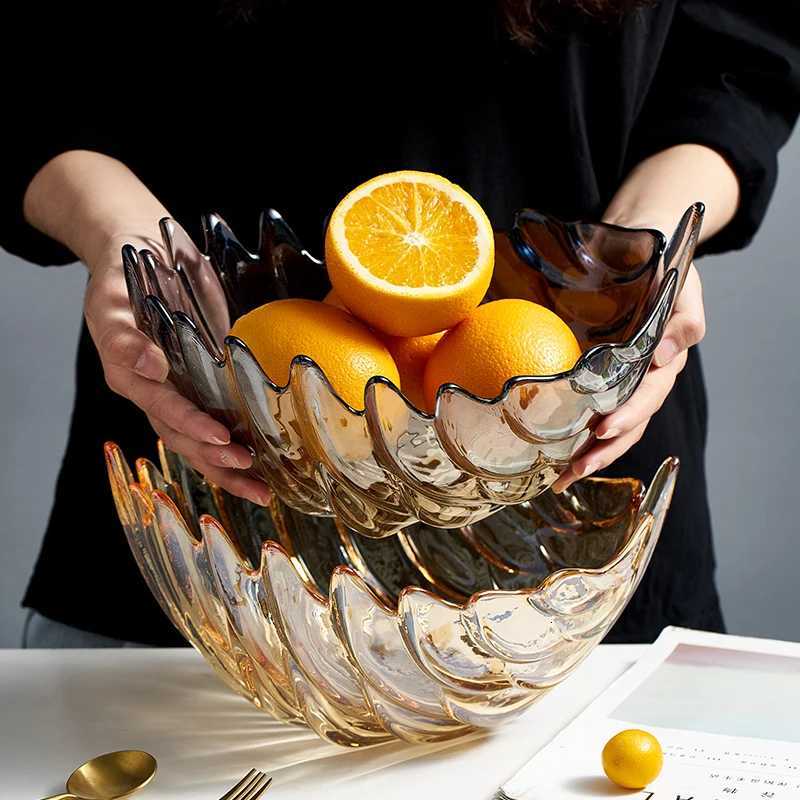European Leaf Fruit Plate Living Ro Coffee Table Decoration He Storage Tray Crystal Dried Fruit Plate Snack Fruit Bowl Y251025