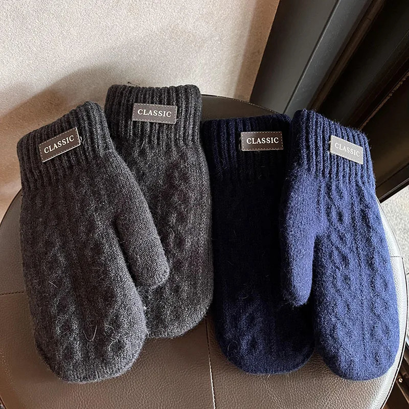 Men Winter Gloves Extreme Warmth Thermal Fleece Lined Knitted Fingerless Mittens Touchscreen Windproof Fashion Outdoor Sports 251021