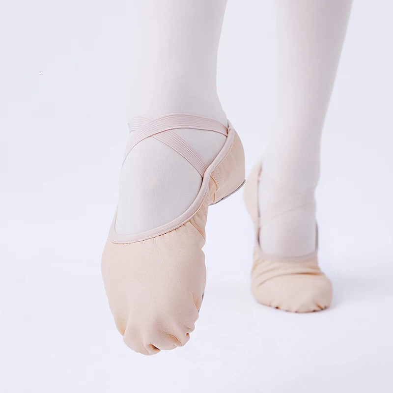 Women Leather Ballet Shoes Ballet Dance Slippers Kids Girls Split Sole Leather Shoes for Dancing 251024