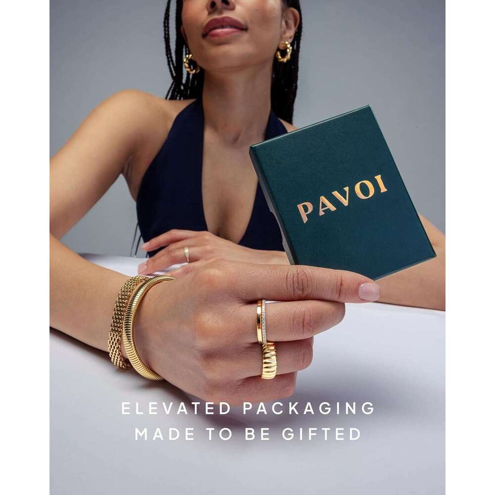 14K Gold Plated CZ Bypass Simulated Dia BTY Ring | Stacking Rings for Women