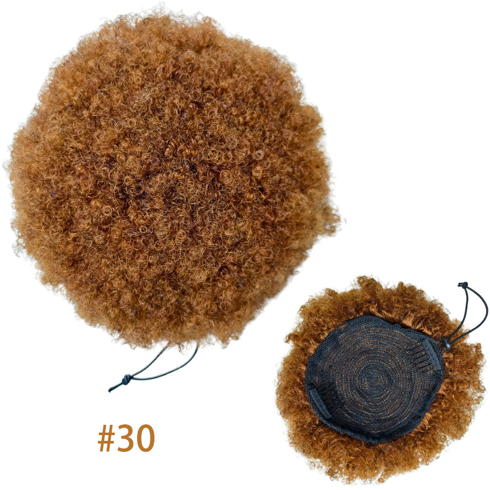 Black women's African fluffy hair drawstring ponytail 6-8 inches curly 100% human hair ponytail Black female girl