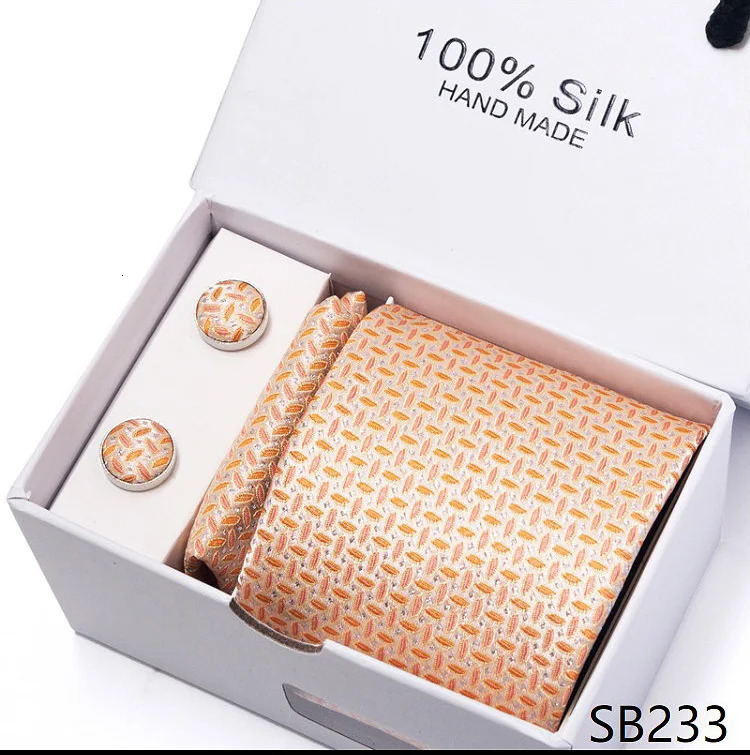 fancy classic Tie and pocket square Gift box 5piece set Group Mens tie with business formal Wedding party tie set 251023