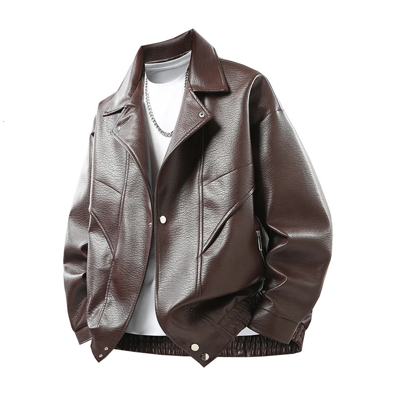 Outdoor Highquality Fashion Trend Autumn and Winter Leather Jacket Mens Outdoor Versatile Breathable Warm Top 251024