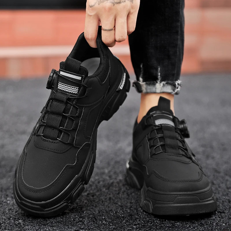 Mens boots autumn and winter rotating shoelaces fashion casual boots youth outdoor boots anti slip soft sole workwear boots 251023