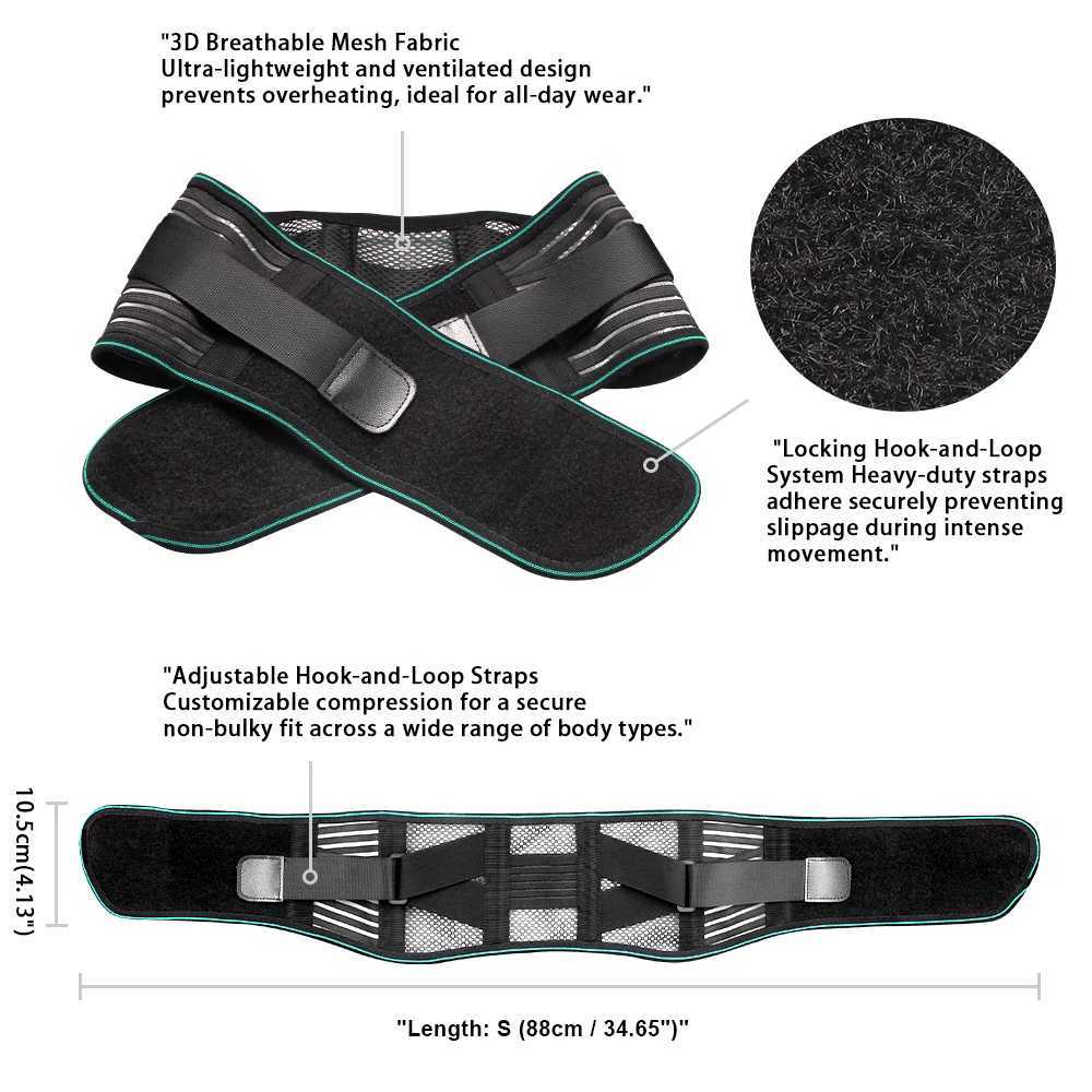 1PCS Lower Back Brace for Pain Relief Adjustable Lumbar Support Belt for Sciatica Breathable Stabilizing with 4 Steel Stays Y251025