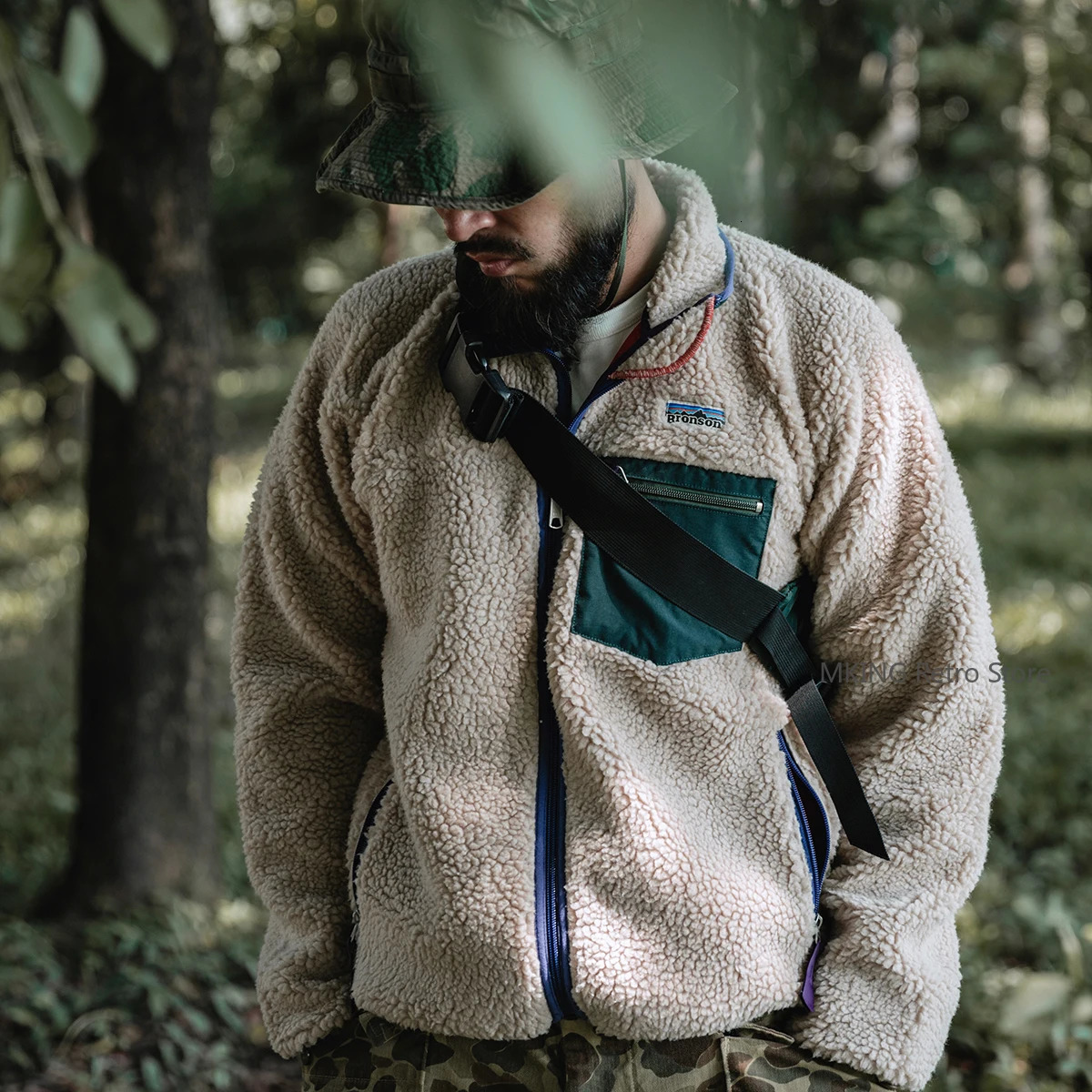Bronson Classic Mens Retro Fleece Jacket Vintage Style Warm Mid Layer Sherpa Liner 251023CJ