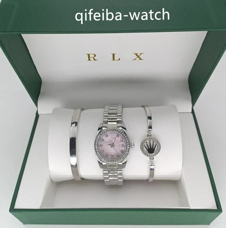 3pcs Set Watch Luxury Designer High Quality Women Pink Dial Hollow Strap Fashion Gold Bracelet Quartz Wristwatch Student Ladies Watches Reloj Mujer with Box