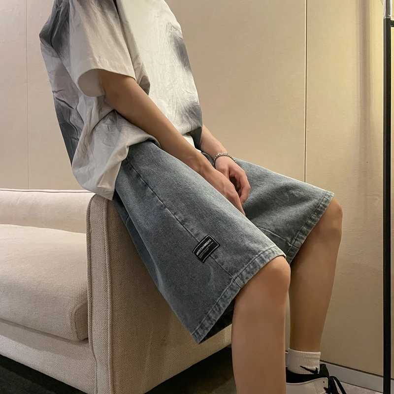 Korean Style Summer Mens Black Wide Leg Denim Shorts 2023 New Fashion Casual Baggy Short Jeans Male Brand ClothesXJ251025