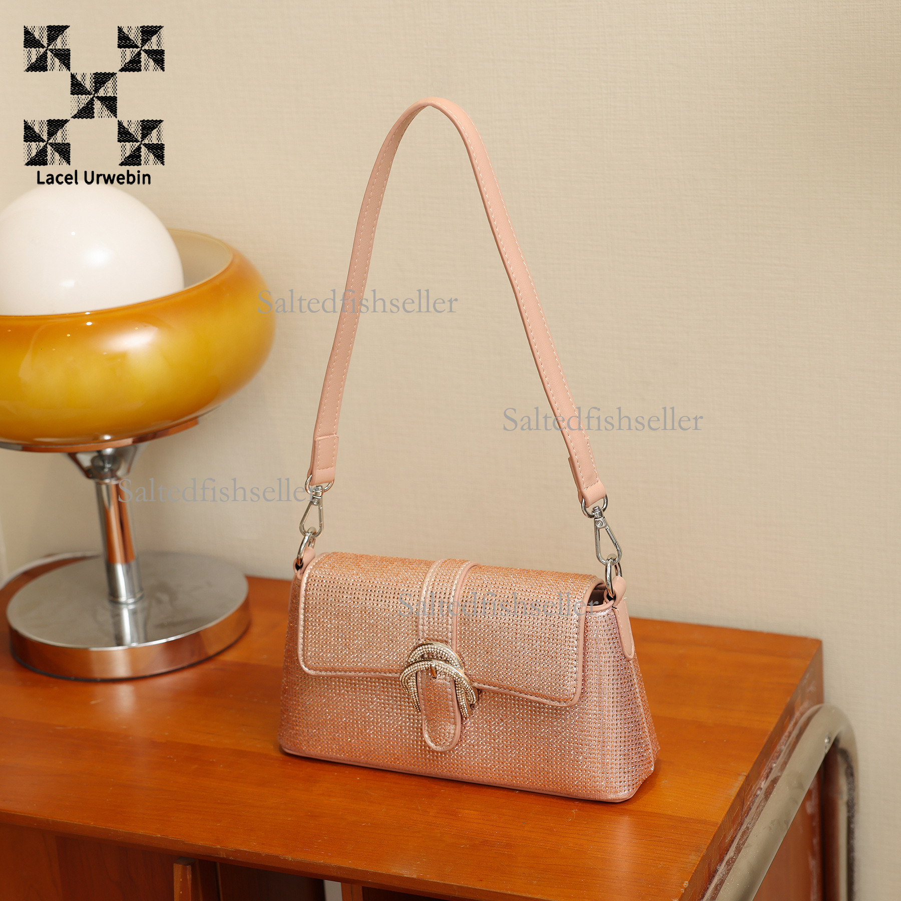 Lacel Urwebin Designer Luxury Water Diamond Underarm Shoulder Bag Urban Simple And Versatile Shoulder Strap Bag Fashion Trendy Brand Banquet Bag