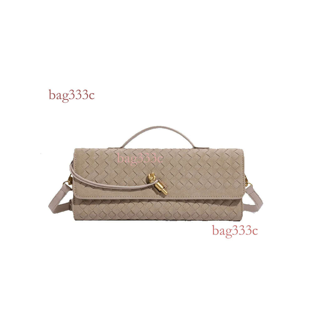 Handwoven Cowhide Evening Fashion Clutch Exquisite Versatile Handbag Crossbody Baguette Bag Matte Cowhide Woven Bag