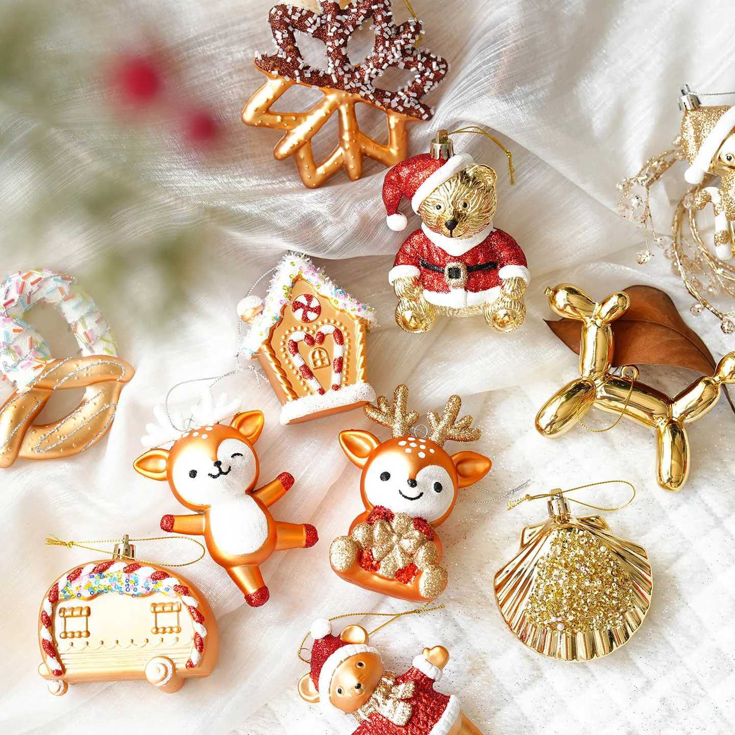 Christmas Atmosphere Balloon Dog Small Pendant Christmas Tree Snowflake House Pendant Small Ornament Wreath Accessory C251024