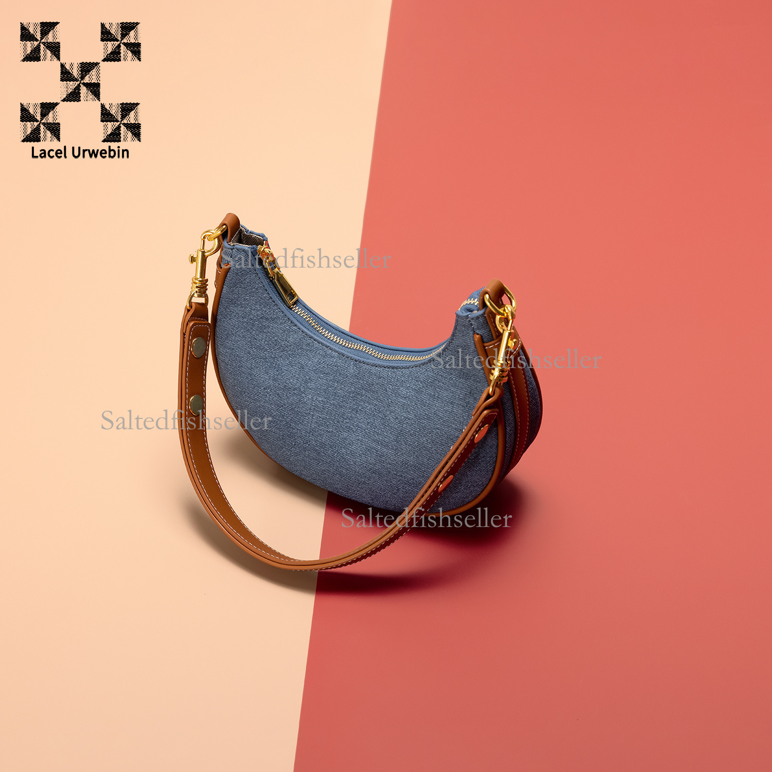 Lacel Urwebin Designer New Fashion Commuter Handbag, Casual Cowboy Bag Striped Crossbody Bag Versatile Trendy Splicing Zipper Shoulder Bag Small Squar