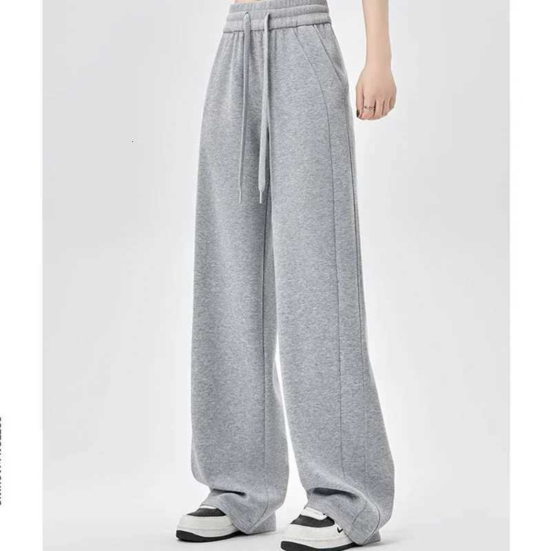 2024 Winter Girls Pants Snow Warm Solid Fleece Sweatpants Lady Korean Style Thicken Thermal High Waisted Straight Leg TrousersT251025