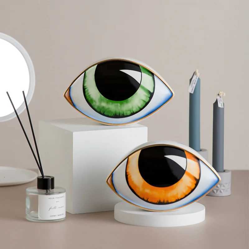Nordic Style Ceramic Devils Eye He Decor Eye Abstract Ornament Scpture Statues Study Ro Abstract Decoration Gift Giving Y251025