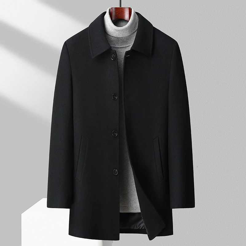 Winter Men Wool Blend Overcoat Quiet Luxury Woolen Coat Classic Stripes Black Grey Camel Outwear Old Money Outfits EffortlesslyT251025