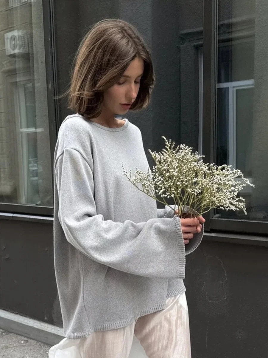 Wolfeel Autumn Winter Womens Cotton Sweater Backless Loose Knit Pullover Jumper Fashionable Commuting Sweater 251023