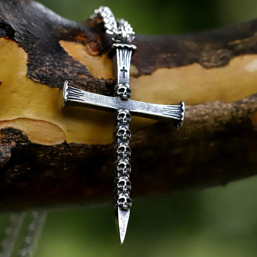 Creative s cross Skull Coffin Necklace Pendant For Men Gothic Punk Jewelry for gift Drop 50 251023
