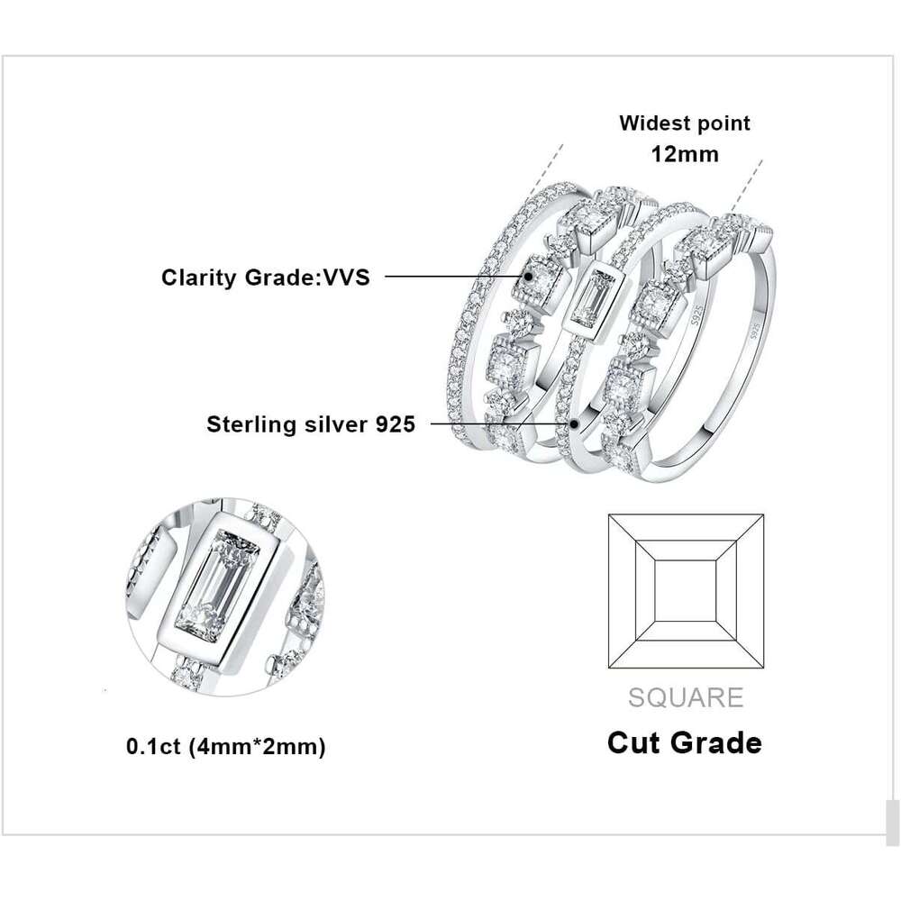 14K Gold Plated Sterling Sier Women, Cubic Zirconia Promise Her, Stackable Wedding Bands Rings for Women Set Size 4-12