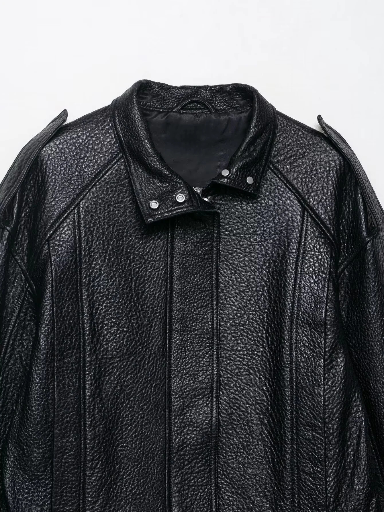 Autumn Womens Casual Fashion Versatile Loose Stand Collar Leather Pilot Jacket Leather Jacket Coat 251023