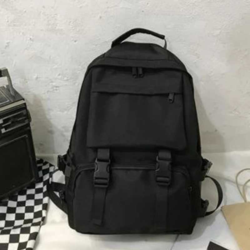 Large Capacity Black Backpacks For Men Women Travel Bag Solid Harajuku Student Schoolbag Backpack Unisex Bags High Street W251025