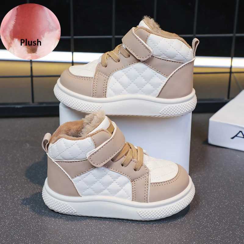 fleece lined sports shoes for boys and girls warm kids shoes for winter running sports shoes and basketball shoesT251025