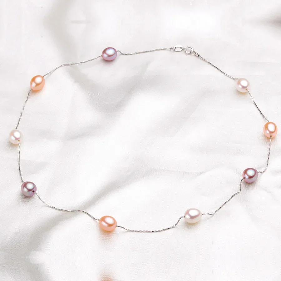 HENGSHENG 45cm AAAA Natural Freshwater Pearl Chains Necklaces For Women Fashion S925 Silver White Pink Purple Real Pearl Jewelry 251016